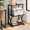 Black-Standard, variant on Black Large Metal and Wood Desk Printer Stand for Home Office