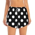 thumbnail image 3 of Uemuo Black and White Polka Dot Pattern Women's Athletic Shorts High Waisted Running Shorts with Liner Pockets Gym Elastic Workout Shorts-Large, 3 of 9