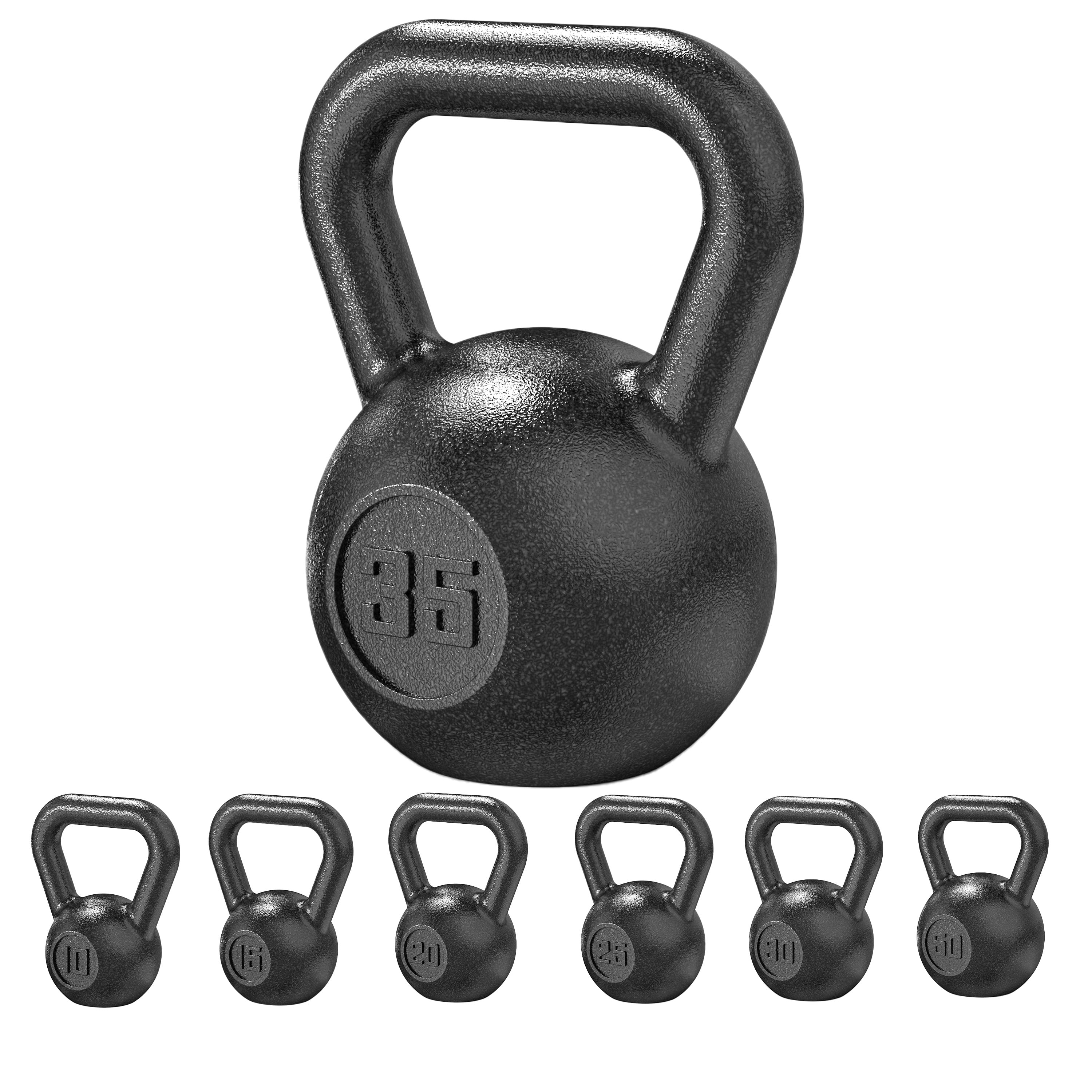 Free Shipping! Athletic Works 35lb Kettlebell, Cast Iron, Black