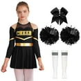 thumbnail image 1 of Vxuxlje Robe de Danse Imprimée à Manches Longues pour Filles Enfants avec Pompons Bas Attache-Cheveux Halloween Performance Compétition A Blanc&Noir 12, 1 of 7