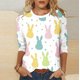 thumbnail image 2 of Tops de Cuello Redondo para las Mujeres Casual 3/4 Manga Carnaval Impreso Blusa, Camiseta para la Primavera Verano Uso Diario, 2 of 7