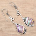 thumbnail image 3 of Rainbow Calsilica Gemstone Gift For Her Silver Jewelry Earrings 1.5'', 3 of 3
