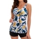 thumbnail image 1 of ICHUANYI Clearance Women's Swimsuit Printed Tank Top Two Piece Bathing Suit With Shorts Swimwear(Yellow, L) ICHUANYI WER2023080705216, 1 of 9