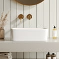 thumbnail image 2 of 16 in. L x 12 in. W Rectangular White Bathroom Ceramic Vessel Sink with Gold Trim Single Bowl Faucet Not Included  DV-1V0366, 2 of 12