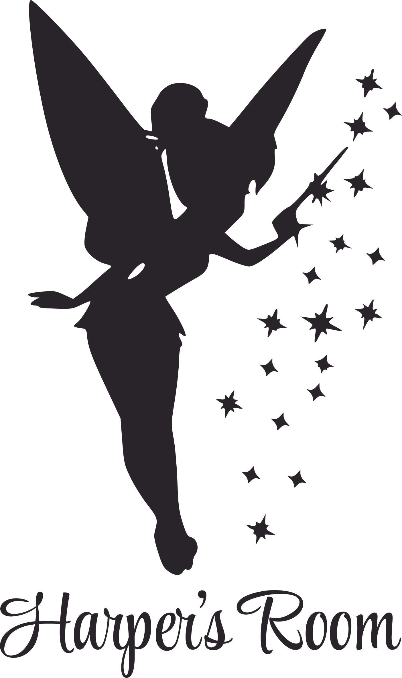 Custom Personalised Name Tinker Bell Fairy Wall Art Sticker Girls Kids Art Decal