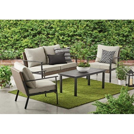 Mainstays Owen Park 4pc Wicker Chat Set