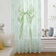 thumbnail image 6 of Green Bow Sheer Curtains 45 Inches Long, Cute Bowknot Minimalist Solid Color Light Filering Curtains, Breathable Simi Curtain Privacy Drapes for Kitchen Bathroom Lightweight Small Window Treatment, 6 of 9