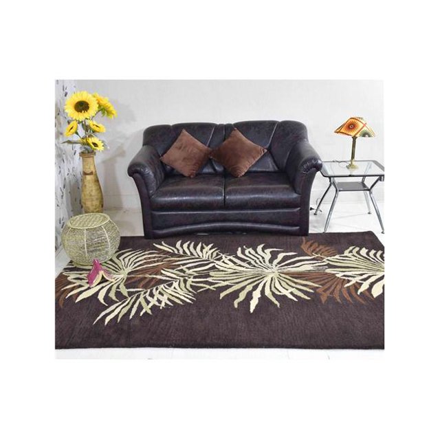 Glitzy Rugs UBSK00666T0004A9 5 x 8 ft. Hand Tufted Wool Floral Rectangle Area Rug, Brown