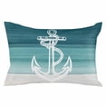 thumbnail image 2 of Nautical Anchor Teal Green Body Pillow Cover, Pillowcase Protectors with Zipper, Breathable Decorative Throw Pillow Case Cover, Coastal Ocean Ombre Striped Pillow Shams for Couch Sofa 24x36Inch, 2 of 8