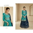 thumbnail image 4 of Wedding Wear Pakistani Indian Designer Sewn Shalwar Kameez Lengha Suits ( Teal Blue, XXL - 46 ), 4 of 5