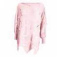 thumbnail image 3 of Sweaters for Women 2025 Hollow Out Crochet Irregular Hem Batwing Boat Neck Jumper Tops Womens Pullover Sweaters, 3 of 5