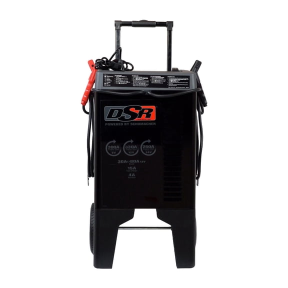 Schumacher Electric DSR Pro Heavy-Duty Wheeled Automatic 15A Car Battery Charger & 330A Engine Starter, For 6V/12V/24V Auto & Marine Batteries, DSR124