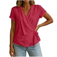 thumbnail image 2 of TGSLY Adjustable Wrap Side Tie Tops for Women Breathable Soft V Neck Short Sleeve Blouses Loose Fit Dressy Casual Solid Color T-Shirts XL, 2 of 8