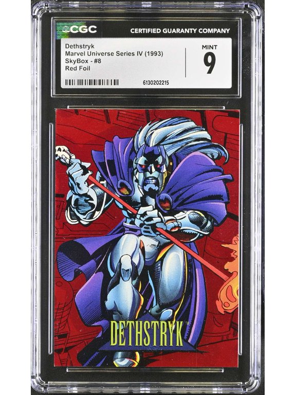 Collectible Graded 1993 Skybox Marvel Universe Series IV Dethstryk #8 Red Foil CGC 9 Trading Card