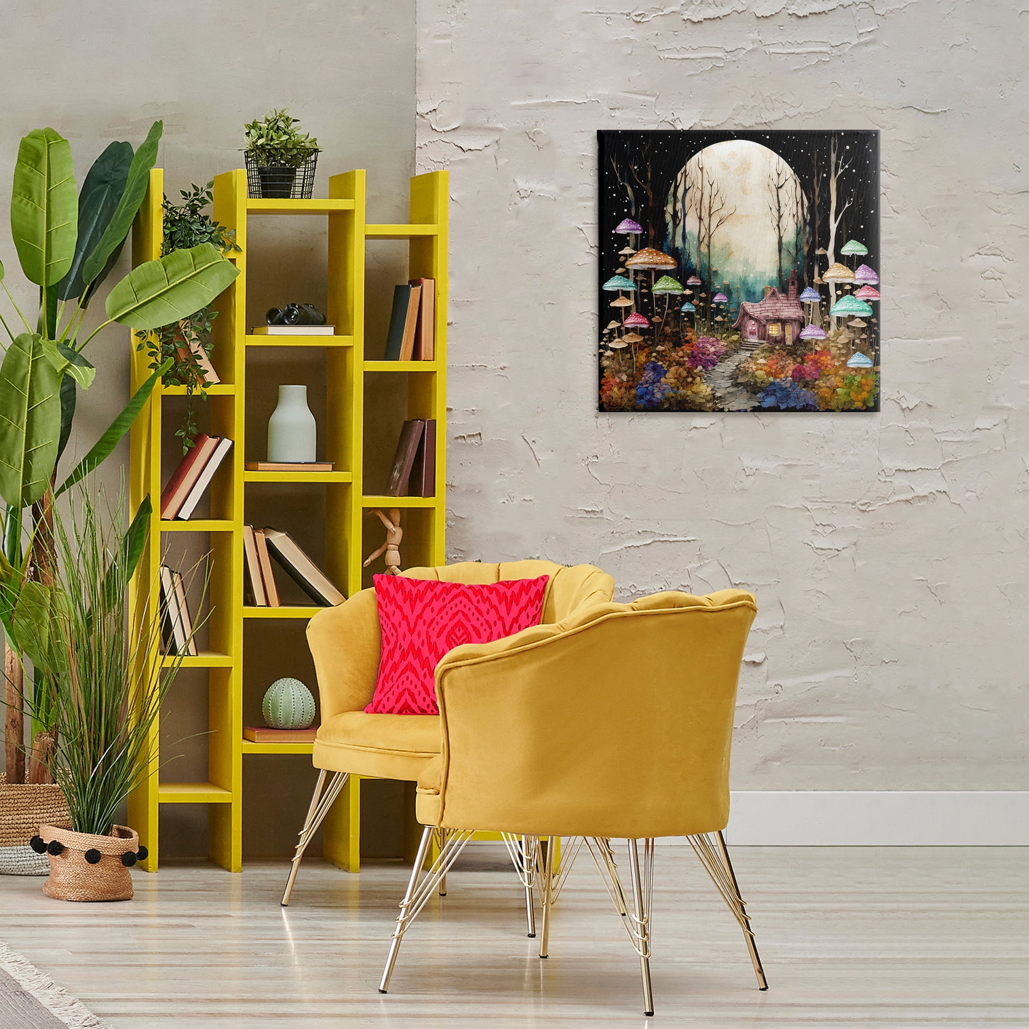 Stupell Industries Quirky Mushroom Forest Landscape & Nature Painting Wrapped Canvas Art Print Wall Art, 24 x 24