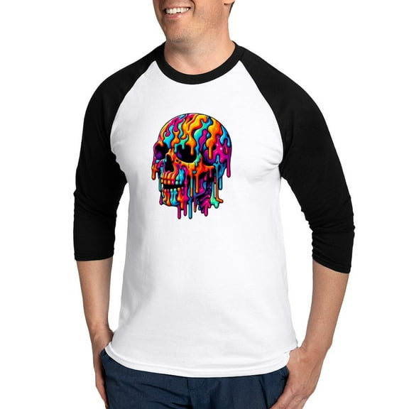 CafePress - Vibrant Psychedelic Skull - Cotton Baseball Jersey, 3/4 Raglan Sleeve Shirt