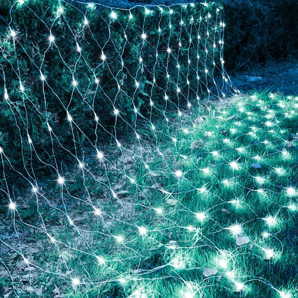 Kemooie Guirlandes Filet de Noël Extérieures 198 DEL 9,8 Pi X 6,6 Pi Lumière Filet 8 Modes Scintillants Guirlandes à Brancher en Maille pour Arbre de Noël Buissons Enroulement Décorations de Jardin (Blanc)