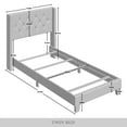 thumbnail image 6 of Castle Place Nailhead Trim Wingback Linen Upholstered Bed, Warm Grey , Twin, 6 of 7