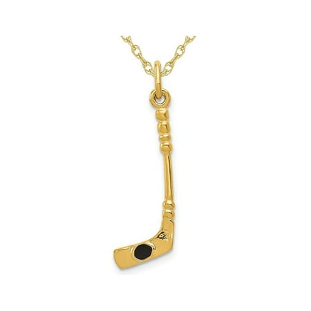 14k Yellow Gold Polished Hockey Stick Pendant Necklace With Chain Canada - Gold Hockey Stick Pendant
