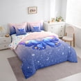 thumbnail image 3 of Homewish Cartoon Blue Butterfly Bedding Comforter Set 7pcs, Dreamy Stars Galaxy Moon King Bedding Sets, Kawaii Animal Reversible Bed Sheets, Breathable Home Decor, 3 of 7
