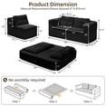 thumbnail image 2 of Plush Corduroy Sectional Sofa Bed, 80" King Sleeper, Convertible Couch with Independent Chaise & Blanket, Deep Seat Fluffy Black Sofa for Living Room, No Assembly, 2 of 18