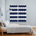 thumbnail image 5 of Curtains 63 Inch Length 2 Panels, Navy Blue Stripe Grommets Window Treatment Curtain, Modern Simple Geometric White Striped Thermal Curtains Drapes for Living Room/Bathroom, 5 of 9