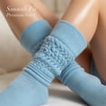 thumbnail image 4 of Women’s Cotton Slouch Socks 3 Pairs, Knee High Scrunch Boot Socks, Extra Long All Season Comfort, Made in USA (3 Pairs Sky Blue), 4 of 17