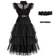 thumbnail image 1 of Película Wednesday Cosplay vestidos Wednesday Addams Cosplay disfraz gótico viento adultos niños vestido Halloween fiesta disfracesL Gao Jinjia LED, 1 of 2
