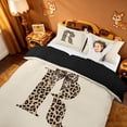 thumbnail image 3 of meiyoeat leopard Bowknot Letter Bedding,Cheetah Monogram Print R Duvet Cover Full,Black Reversible,3-Piece,1 Duvet Cover and 2 Pillowcases, 3 of 6