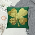thumbnail image 2 of Wuche  St Patricks Day Pillow Covers 18x18 Inch Gold Shamrock Clover Throw Pillows Green Home Sofa Decor Pillowcase Happy St. Patrick's Day Pillows Decoration Cushion Cases, 2 of 5