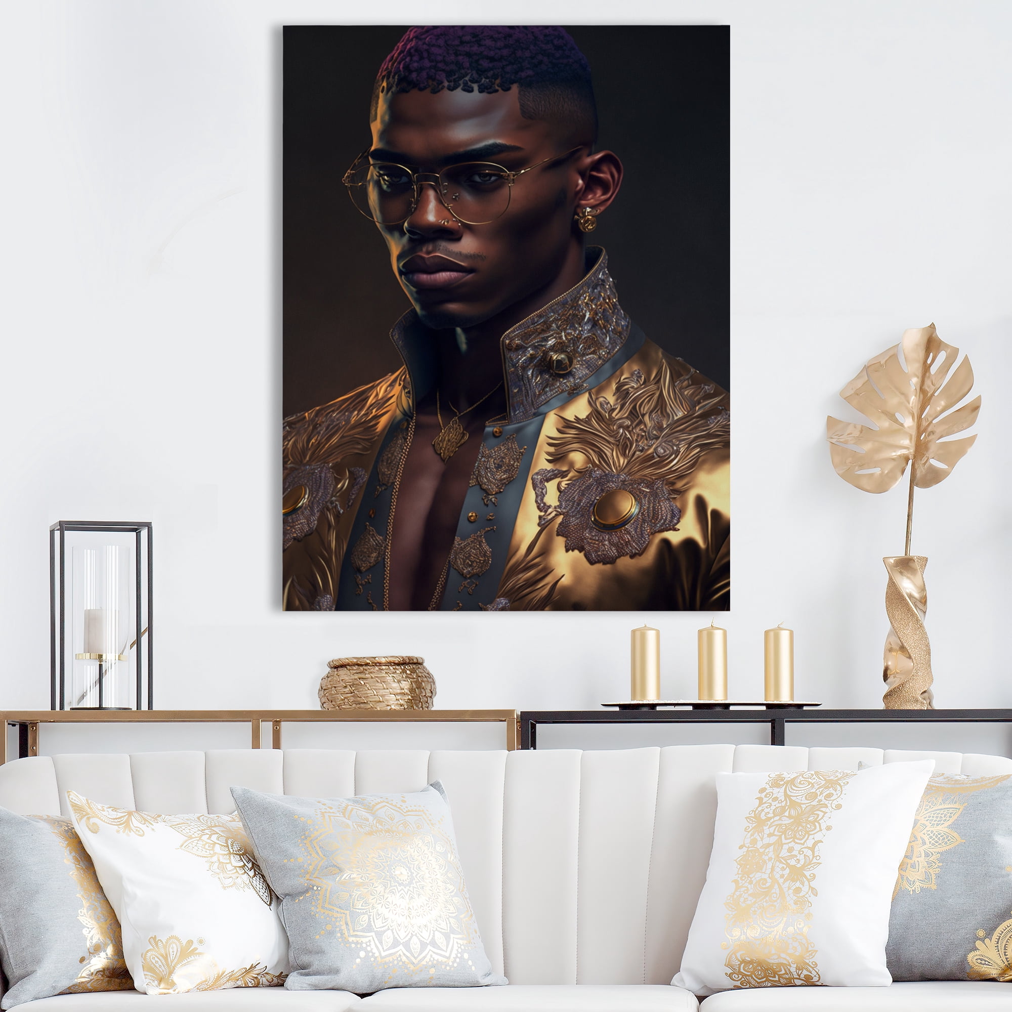 Designart Fashion Muscular Man With Sun Glasses IX Canvas Wall Art