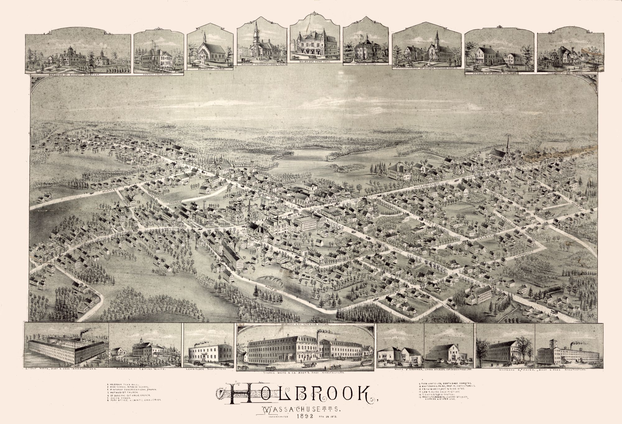 Holbrook Massachusetts 1892 23.00 x 33.74 Matte Art Paper