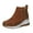 Brown, variant on Ankle Boots for Women Platform Wedge Heel Side Zipper Round Toe High Top Fashion Casual Walking Shoes