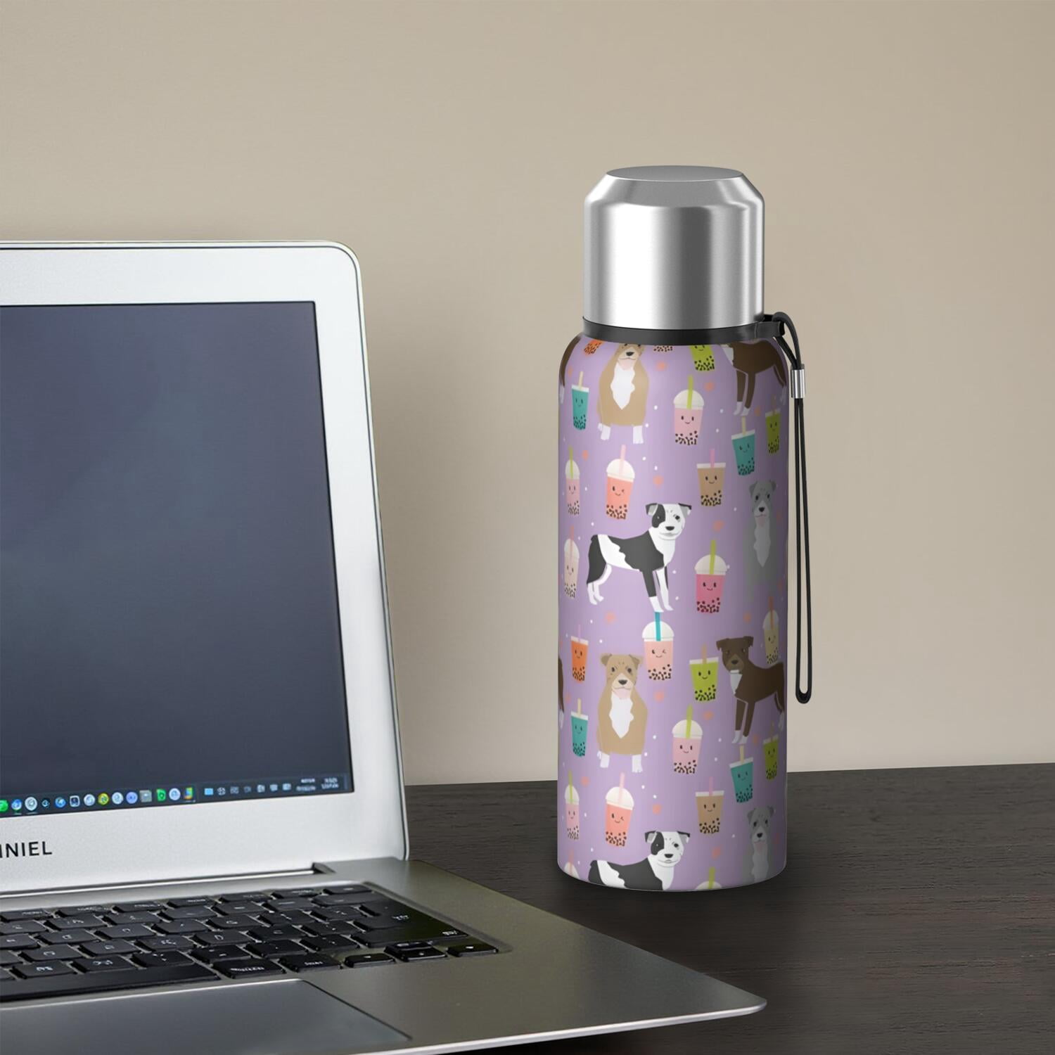 20 Oz Boxer Dog Pitbull Terriers Dog and Drinks Coffee Tumbler Double Wall Insulated Stainless Steel Water Bottle | Metal Reusable Thermoses Flask with Cup Cap | Leak & Sweat Proof with Anti-Dust Lid