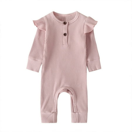 

TAIAOJING Infant Baby Romper Clothes Ruffle Solid Girls Outfits Boys Jumpsuit Girls Romper&Jumpsuit Onesie Outfit 3-6 Months