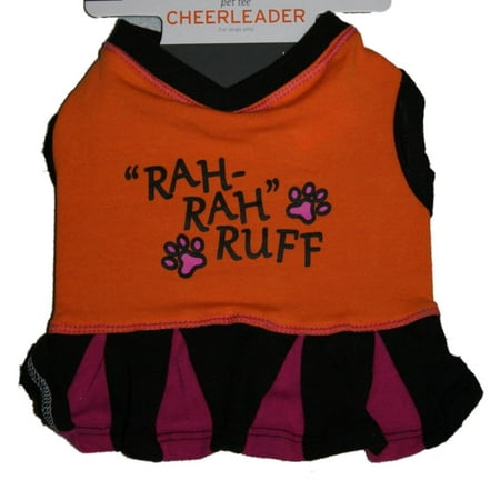 Cheerleader Dog Costume Orange Rah Rah Ruff Pet T-Shirt Cheer Dress