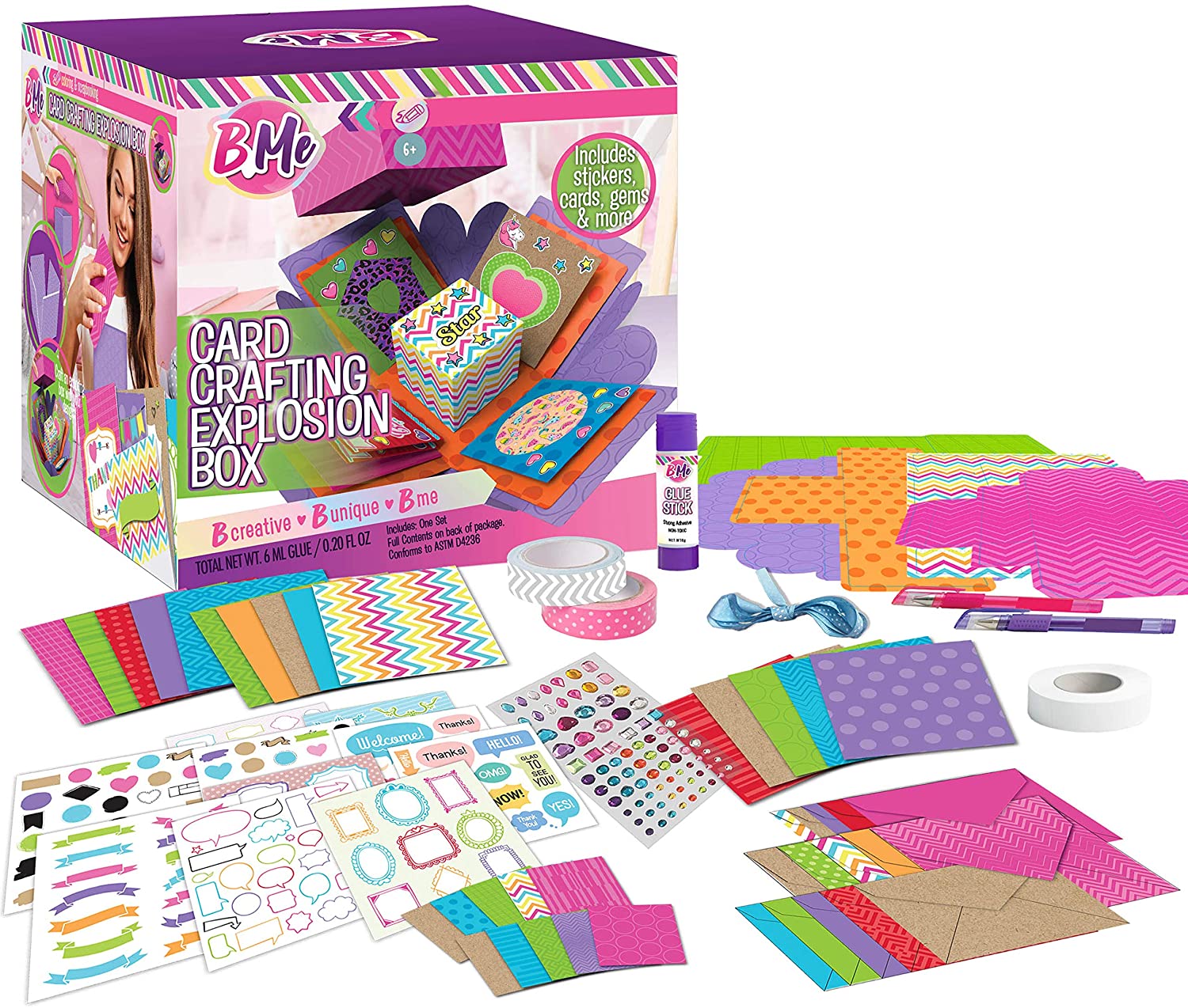 Card Crafting Explosion Arts and Crafts Box- Complete Card Making Kit for  Girls - Birthday Gift Box to Tween - DIY Greeting Cards Stationary Set –