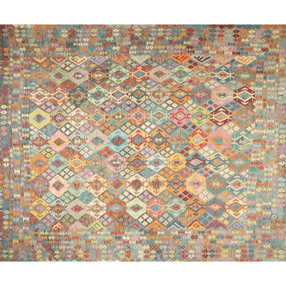 Ahgly Company Indoor Rectangle Contemporary Orange Salmon Pink Southwestern Area Rugs, 8' x 12'