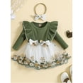thumbnail image 2 of Bagilaanoe Newborn Baby Girl Fall Romper Dress Embroidery Long Sleeve A-line Princess Dresses + Headband 3M 6M 12M 18M 24M Infant Patchwork Tulle Skirt, 2 of 9