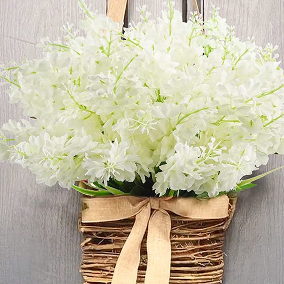 Sinhoon 6 Packs Artificial Flowers Bouquets Wisteria Hyacinth Fake Bulk For Vase Home Decor Indoors Outdoors Garden Hotel Party Wedding Decoration,White
