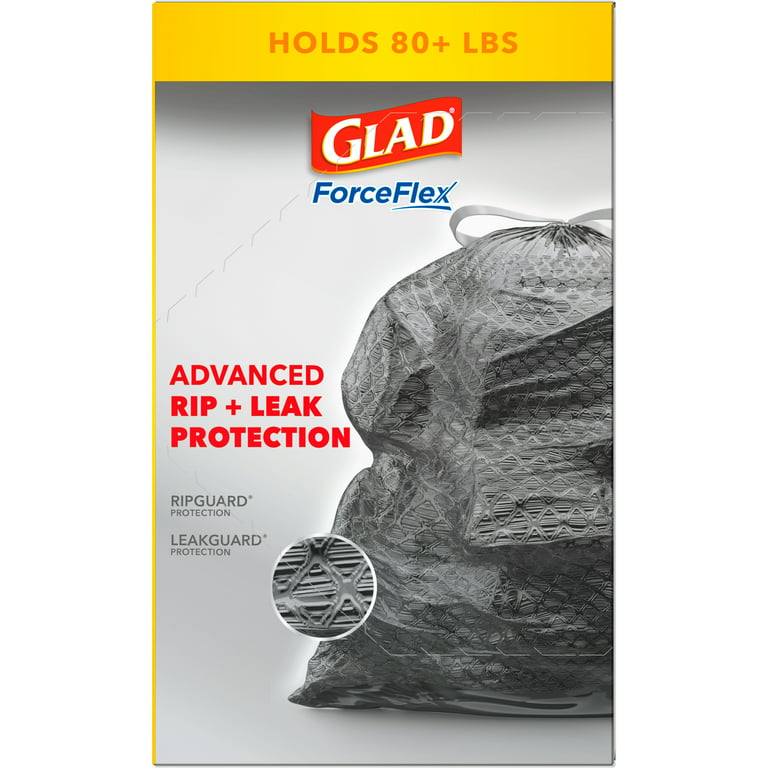 Glad ForceFlex 30 Gallon Large Trash Bags, Unscented, 40 Bags 