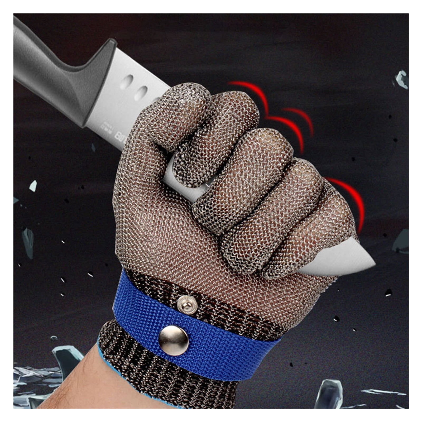 1PC Level 5 HPPE Stainless Steel Gloves Cut Gloves Cut Resistant Working Gloves Metal Mesh Anti Cutting Butcher Work Gloves Apply To Wood Carving, Carpentry And Knife Working ,Wear-Resistant