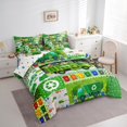 thumbnail image 3 of jejeloiu Trash Truck 7-Piece Twin Bedding Sets,Geometric Stripe Circle Bedding Comforter Set,Green Patchwork Plaid Sheet Sets For Men Women,Breathable Home Decor Reversible, 3 of 8