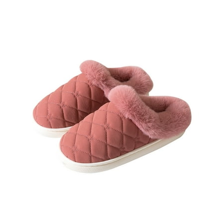 

Lacyhop Womens Slippers Slip On Slipper Fuzzy House Shoes Bedroom Comfort Home Shoe Non-slip Fluffy Red 7-7.5