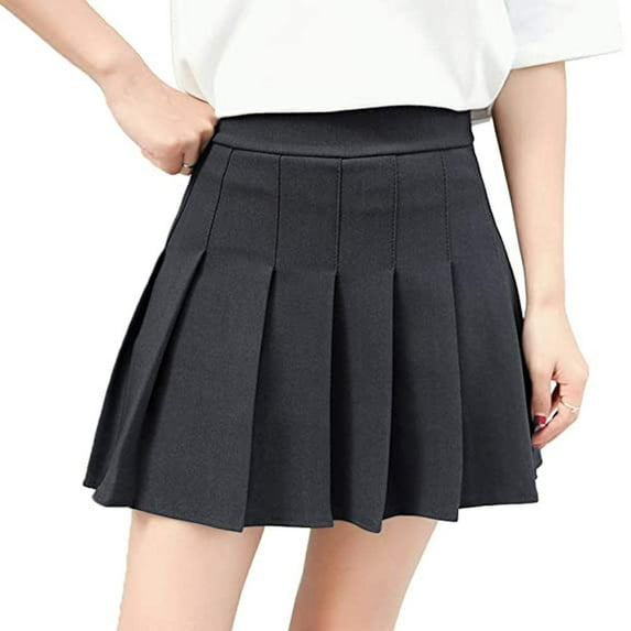Douhoow Women Fashion Solid Color Mini Pleated Skirt Casual Summer High Waist A-line Skirt