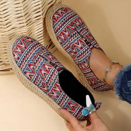 

ERTUTUYI Breathable Flat Shoes Toe Shoes Round Canvas Casual Slip On Women Single Women s Casual Shoes Multicolor 40