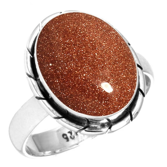 925 Silver Ring For Women - Men Brown Gold Sunstone Stone Silver Ring Size 11.5 Simple Silver Ring Size 11.5 Gift For Girl Friend On Friendship Day 925 Gemstone Silver Jewelry