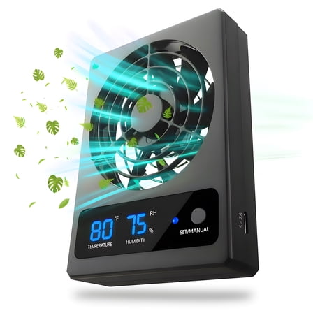 NEPTONION Reptile Ventilation Fan, High-Temp Alarm, Tank Fan for Reptile Terrarium, Suitable for Humid Environments, Rainforest and Ecological Tanks