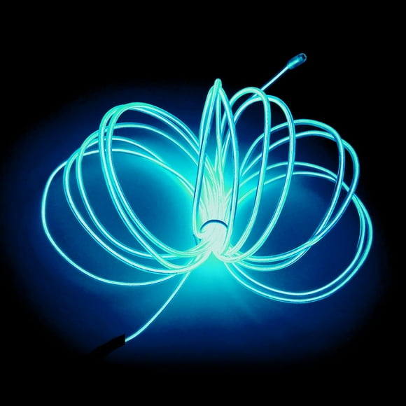 Tira de luces de neón MaxLax EL Wire azul hielo de 5 m con paquete de baterías