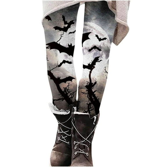 Buigttklop 2024 Halloween Leggings for Women Halloween Printed High Waist Workout Plus Size Gym Athletic Running Casual Yoga Pants